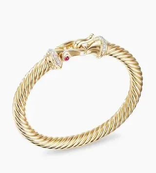 Gold Red Twisted Cable Hook Clasp Bracelet 3