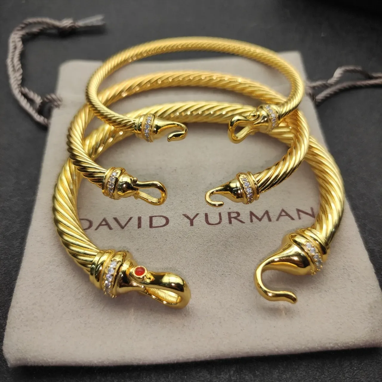 Gold Red Twisted Cable Hook Clasp Bracelet 6