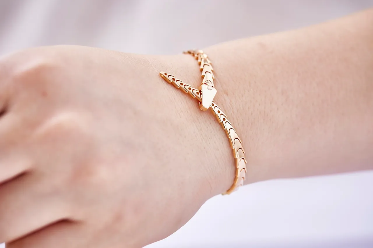 Gold Segmented Link Geometric Cutout Pattern Bracelet 4