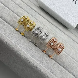 Gold Silver Ornate Filigree Huggie-Style Earrings