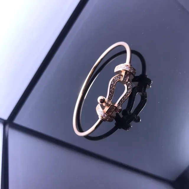 Gold Silver Pavé-Set U-Shaped Clasp Bracelet 2