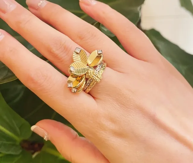 Gold Silver Stacked Two-Tone Ring 9