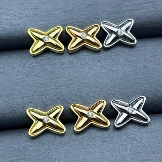 Gold Silver Star-Shaped Metallic Earrings