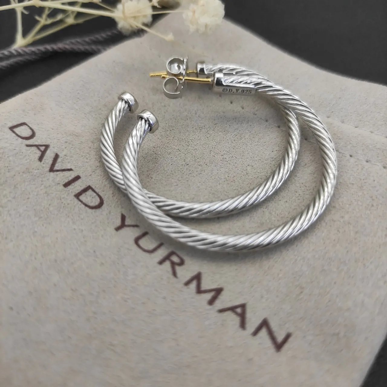 Gold Silver Twisted Cable Hoop Earrings 2