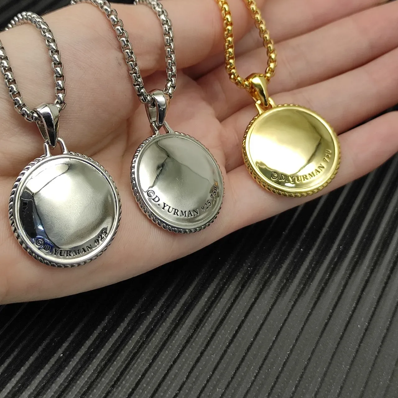 Gold Silver Two-Tone Metal Compass Rose Motif Necklace 2