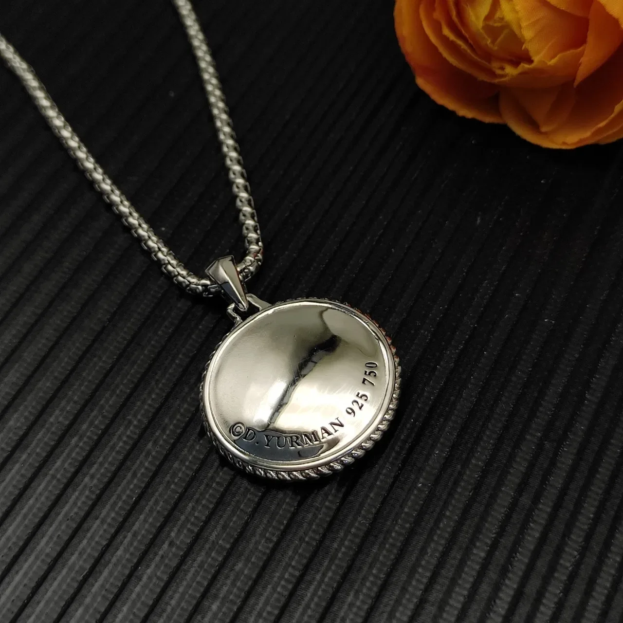 Gold Silver Two-Tone Metal Compass Rose Motif Necklace 6