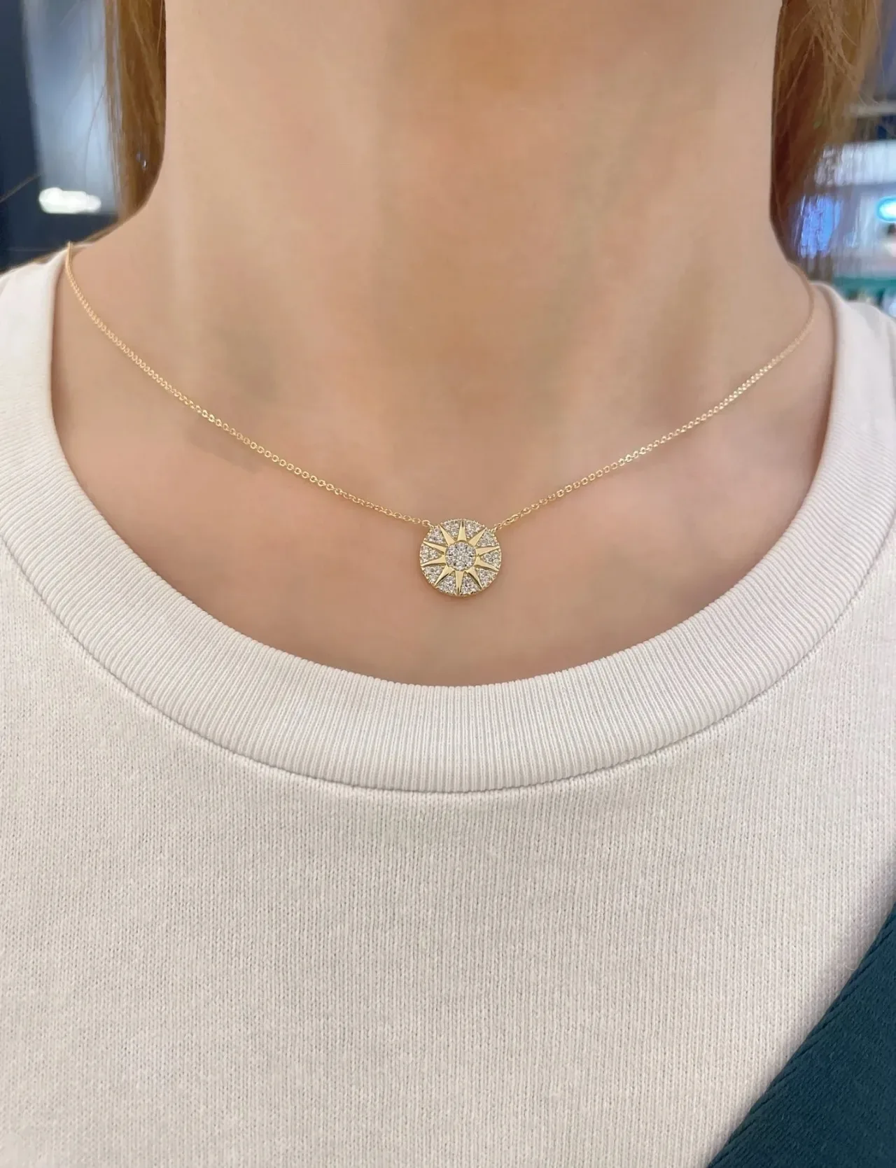 Gold-Tone Circular Pavé Pendant Necklace 3