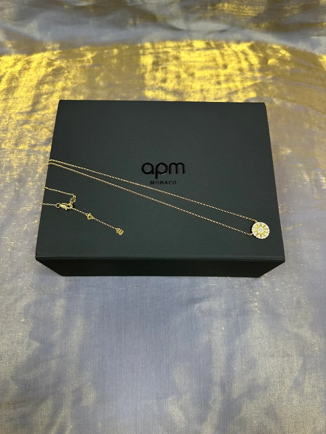Gold-Tone Circular Pavé Pendant Necklace 6