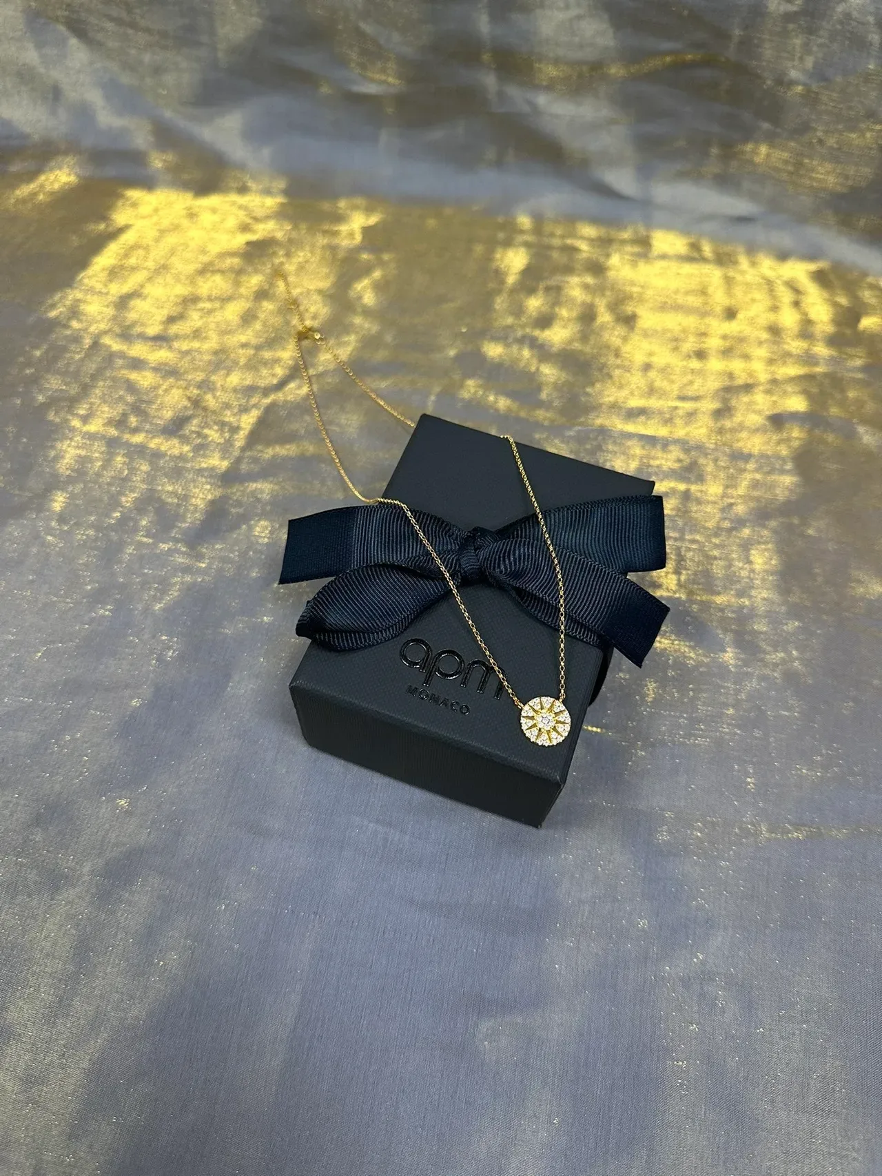 Gold-Tone Circular Pavé Pendant Necklace 7
