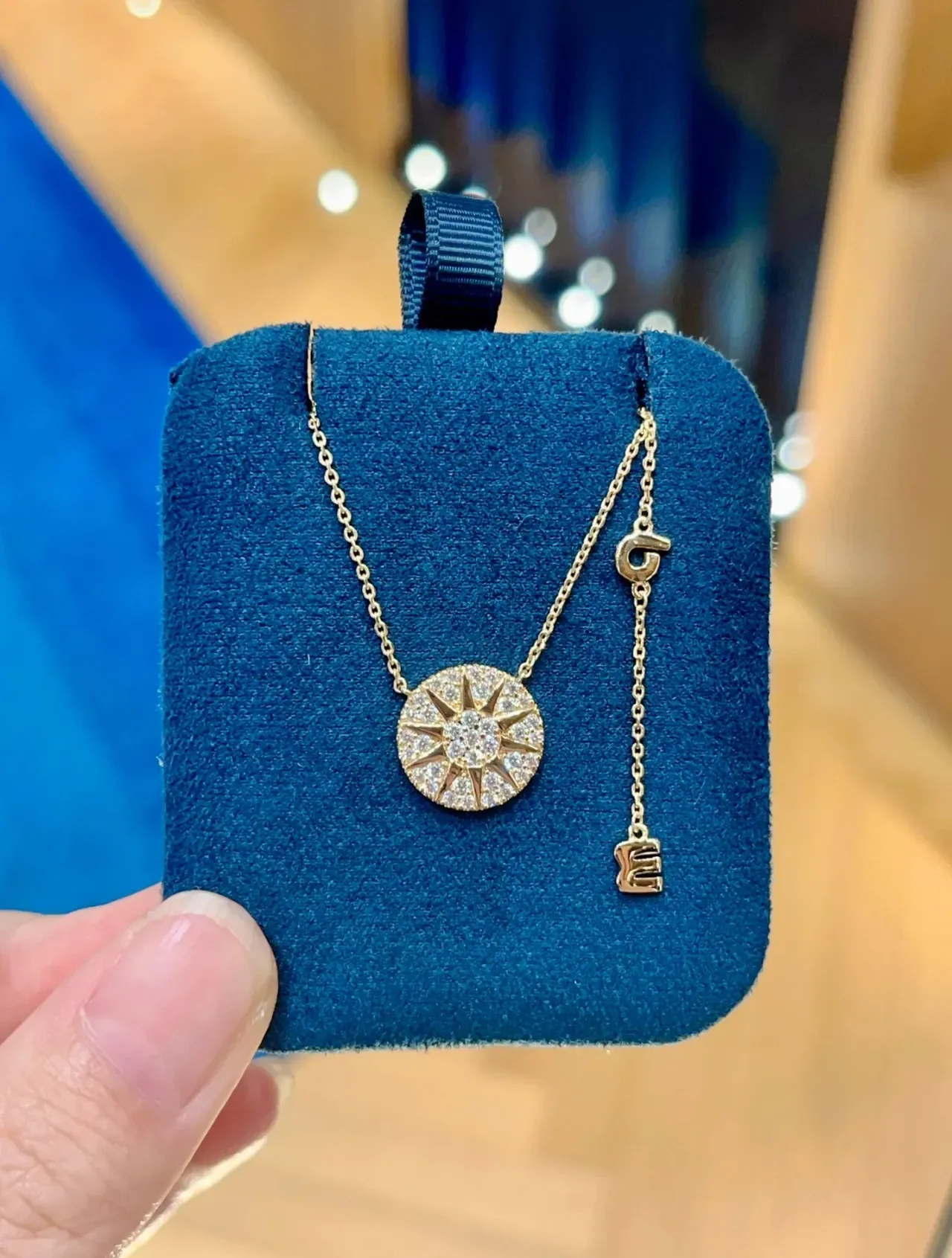 Gold-Tone Circular Pavé Pendant Necklace 8
