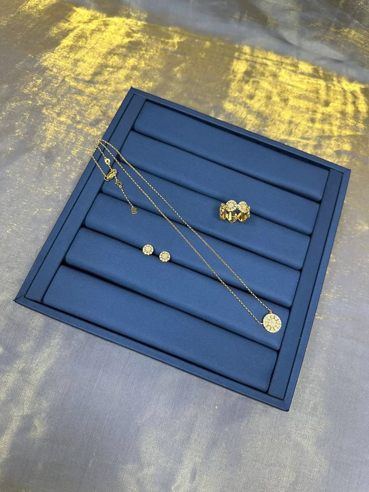 Gold-Tone Circular Pavé Pendant Necklace 9