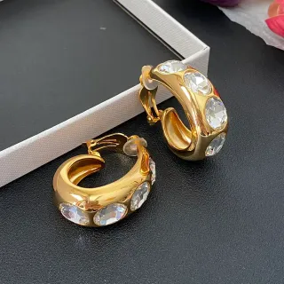 Gold-Tone Crystal Hoop Clip-On Earrings