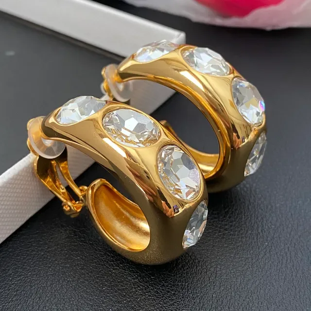 Gold-Tone Crystal Hoop Clip-On Earrings 5