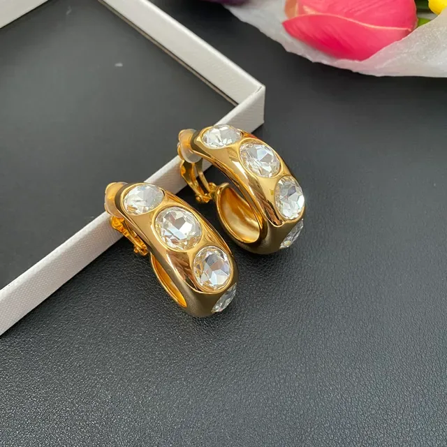 Gold-Tone Crystal Hoop Clip-On Earrings 9