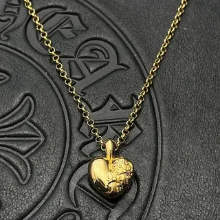 Gold-Tone Floral Heart Pendant Necklace
