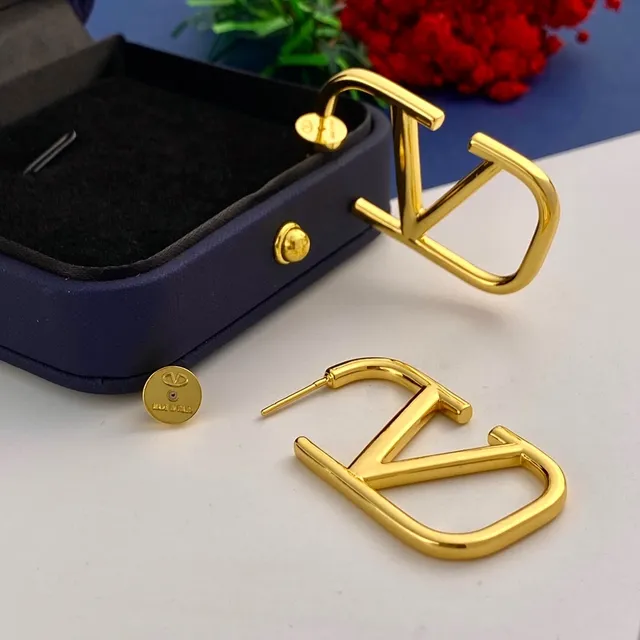 Gold-Tone Geometric V-Cut Hoop Earrings 2