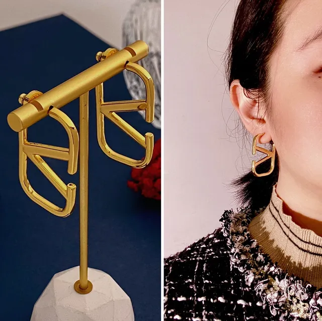 Gold-Tone Geometric V-Cut Hoop Earrings 8