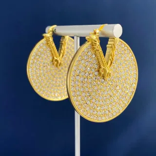 Gold-Tone Pavé Crystal Circular Hoop Earrings