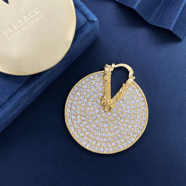 Gold-Tone Pavé Crystal Circular Hoop Earrings 2