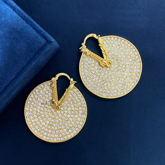 Gold-Tone Pavé Crystal Circular Hoop Earrings 3