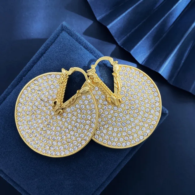 Gold-Tone Pavé Crystal Circular Hoop Earrings 4