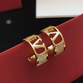 Gold-Tone Pavé Crystal Open Logo Hoop Cuff Earrings