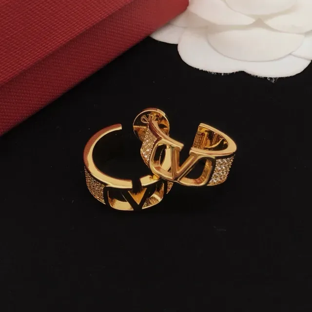 Gold-Tone Pavé Crystal Open Logo Hoop Cuff Earrings 3