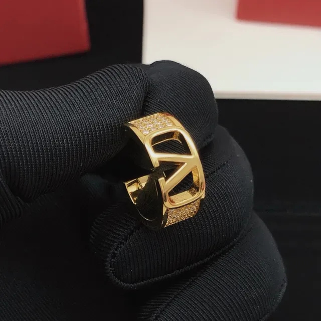 Gold-Tone Pavé Crystal Open Logo Hoop Cuff Earrings 6