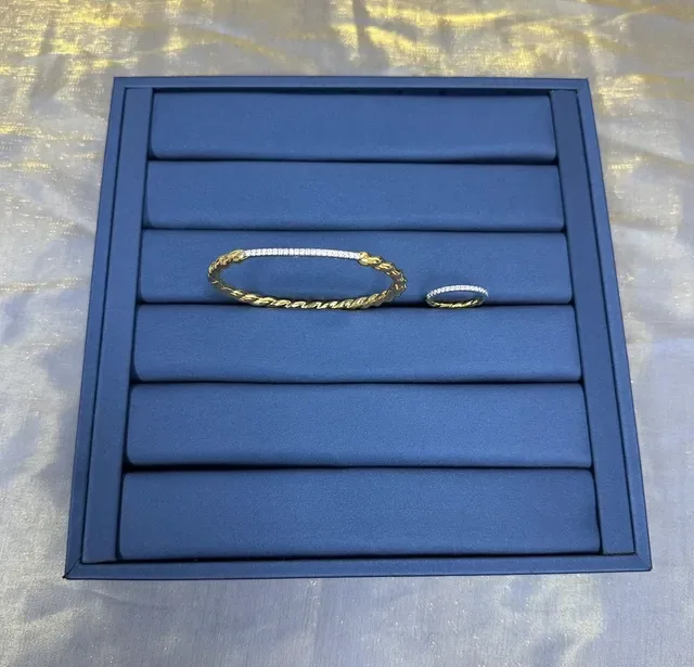 Gold-Tone Pavé Stone Chain Link Bracelet 7