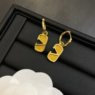 Gold-Tone Pavé Yellow Stone Logo Pendant Hoop Earrings