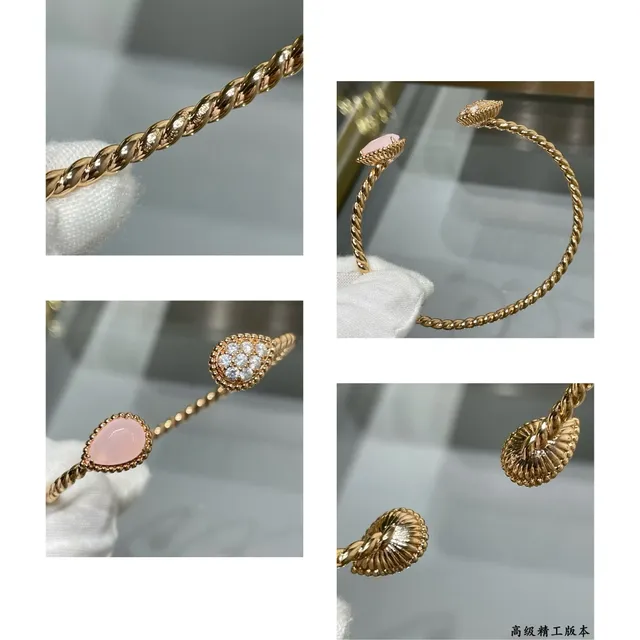 Gold-Tone Pear-Shaped Pave Crystal and Pink Chalcedony Bracelets 2