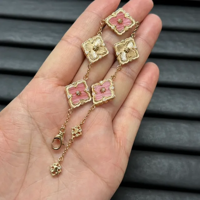 Gold-Tone Quatrefoil Floral Medallion Chain Bracelets 4