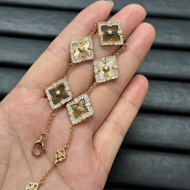 Gold-Tone Quatrefoil Floral Medallion Chain Bracelets 5