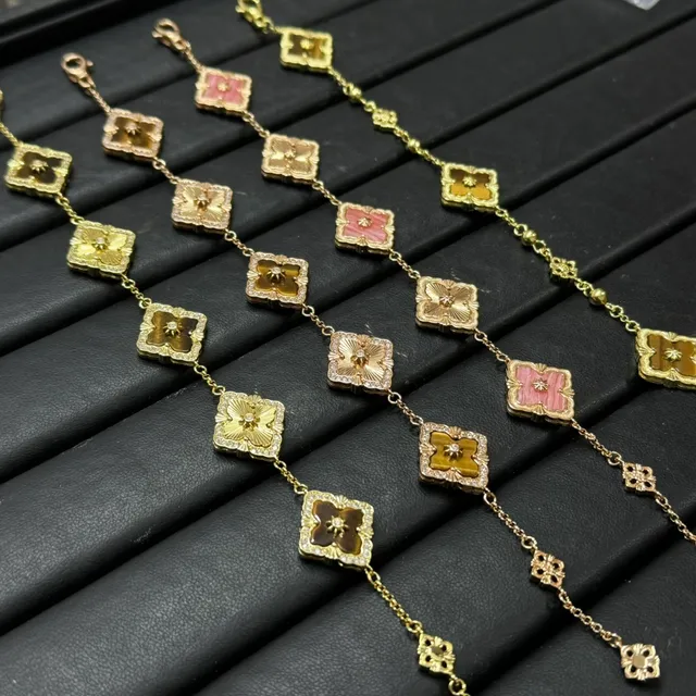 Gold-Tone Quatrefoil Floral Medallion Chain Bracelets 8