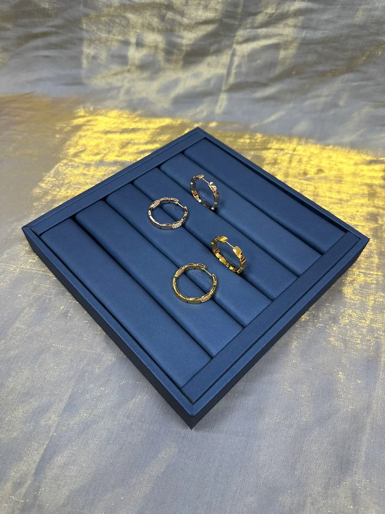 Gold-Tone Segmented Pavé Hoop Earrings 5