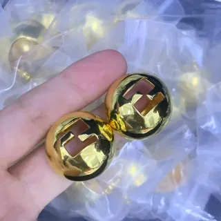 Gold-Tone Spherical Cutout Logo Stud Earrings