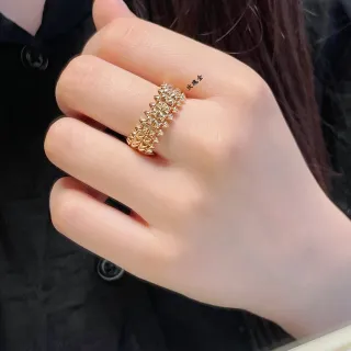 Gold Tone Spiked Multi-Row Geometric Ring