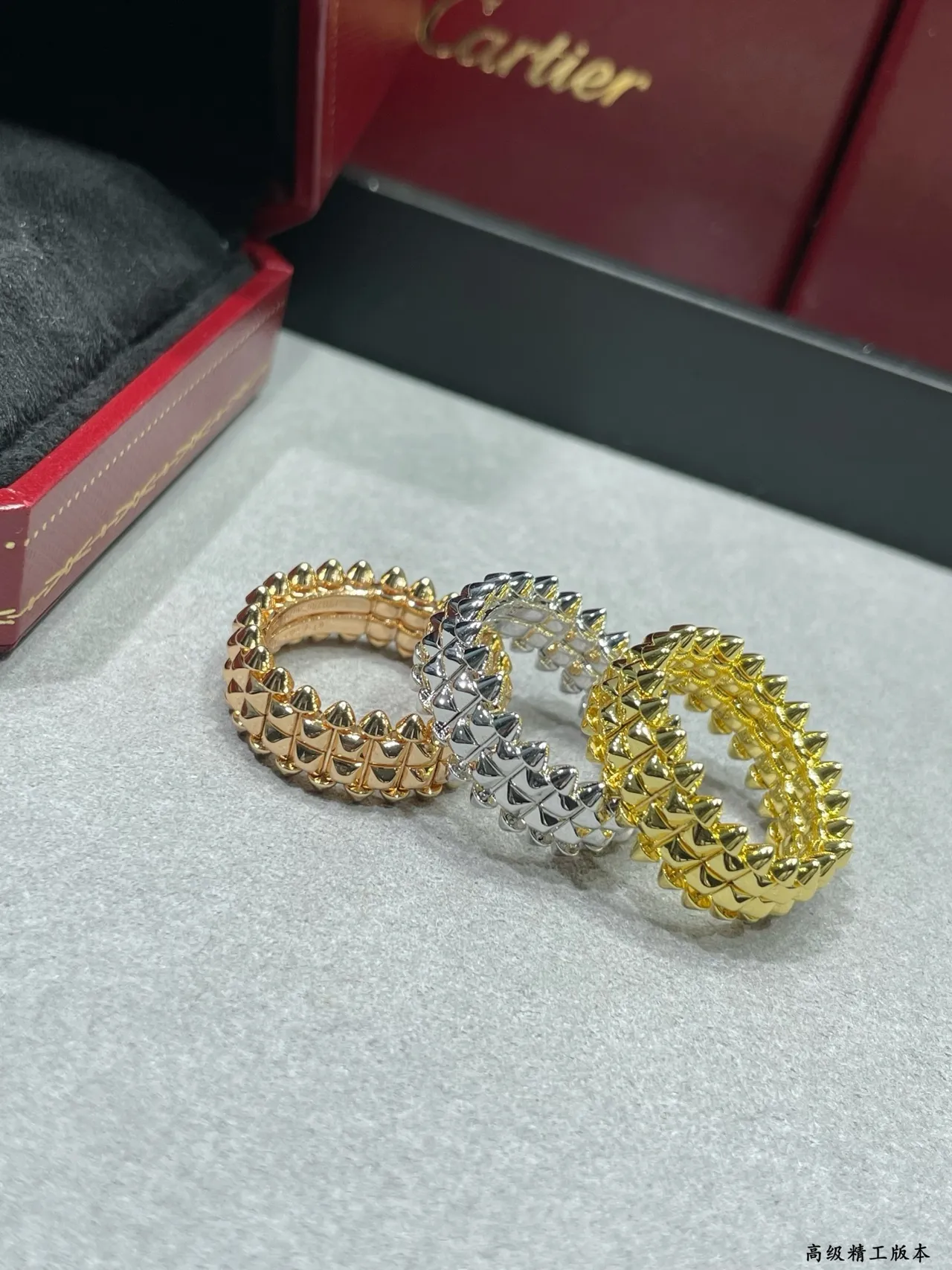 Gold Tone Spiked Multi-Row Geometric Ring 6