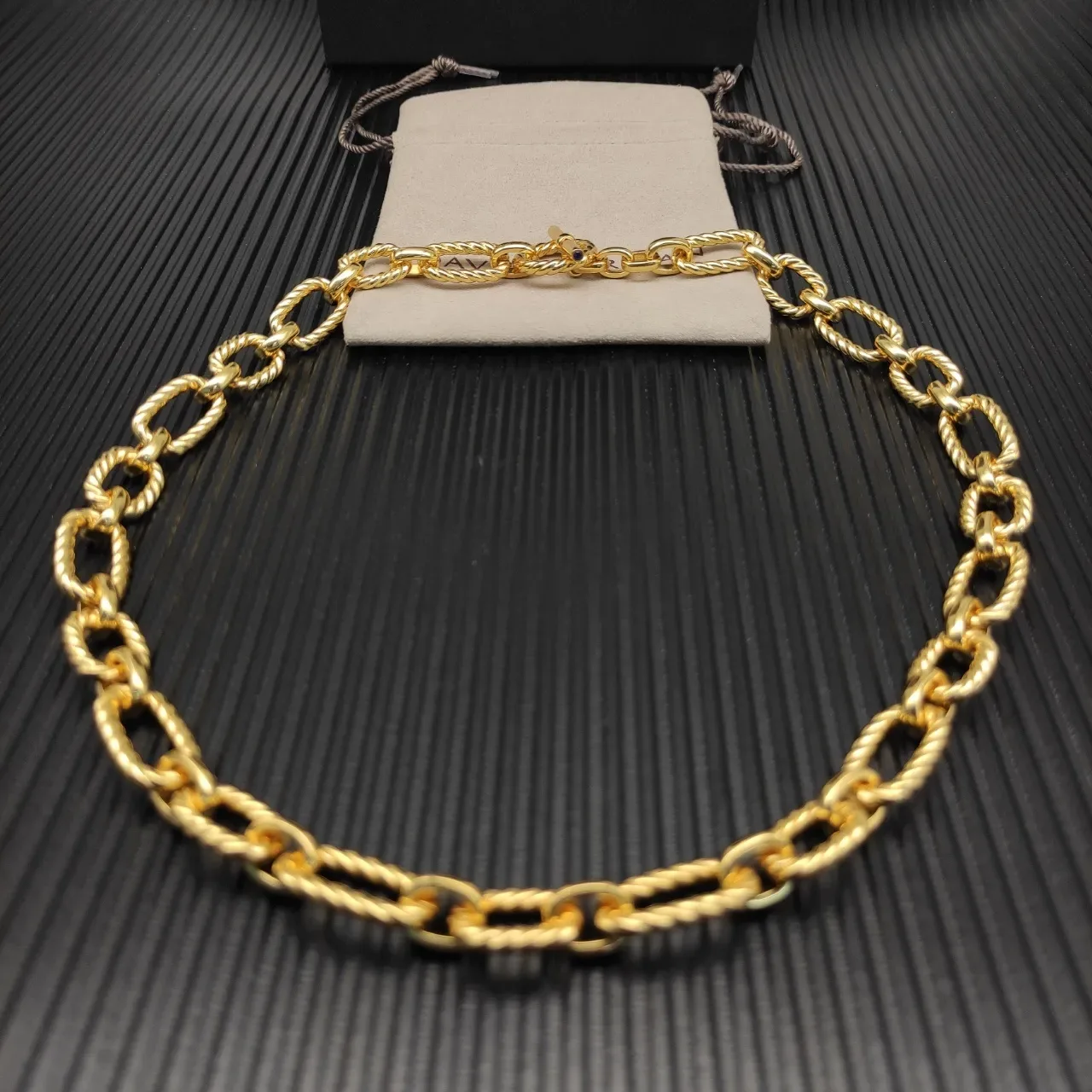 Gold-Tone Twisted Rope Link Chain Necklace 5