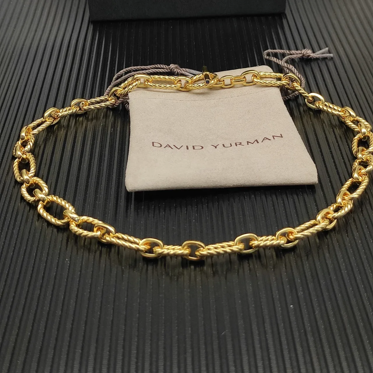 Gold-Tone Twisted Rope Link Chain Necklace 6