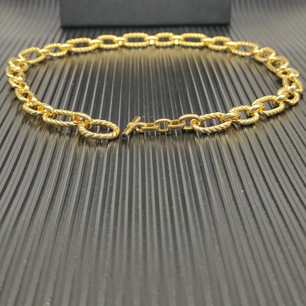 Gold-Tone Twisted Rope Link Chain Necklace 7