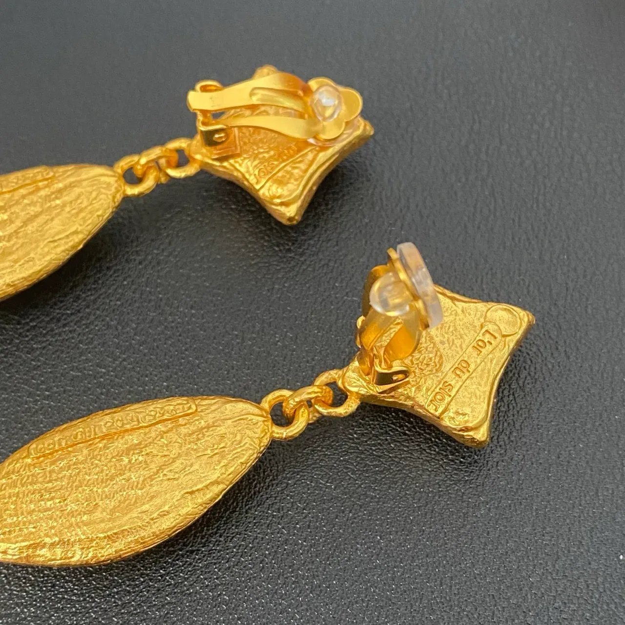 Gold-Tone Two-Stone Red Drop Earrings 3