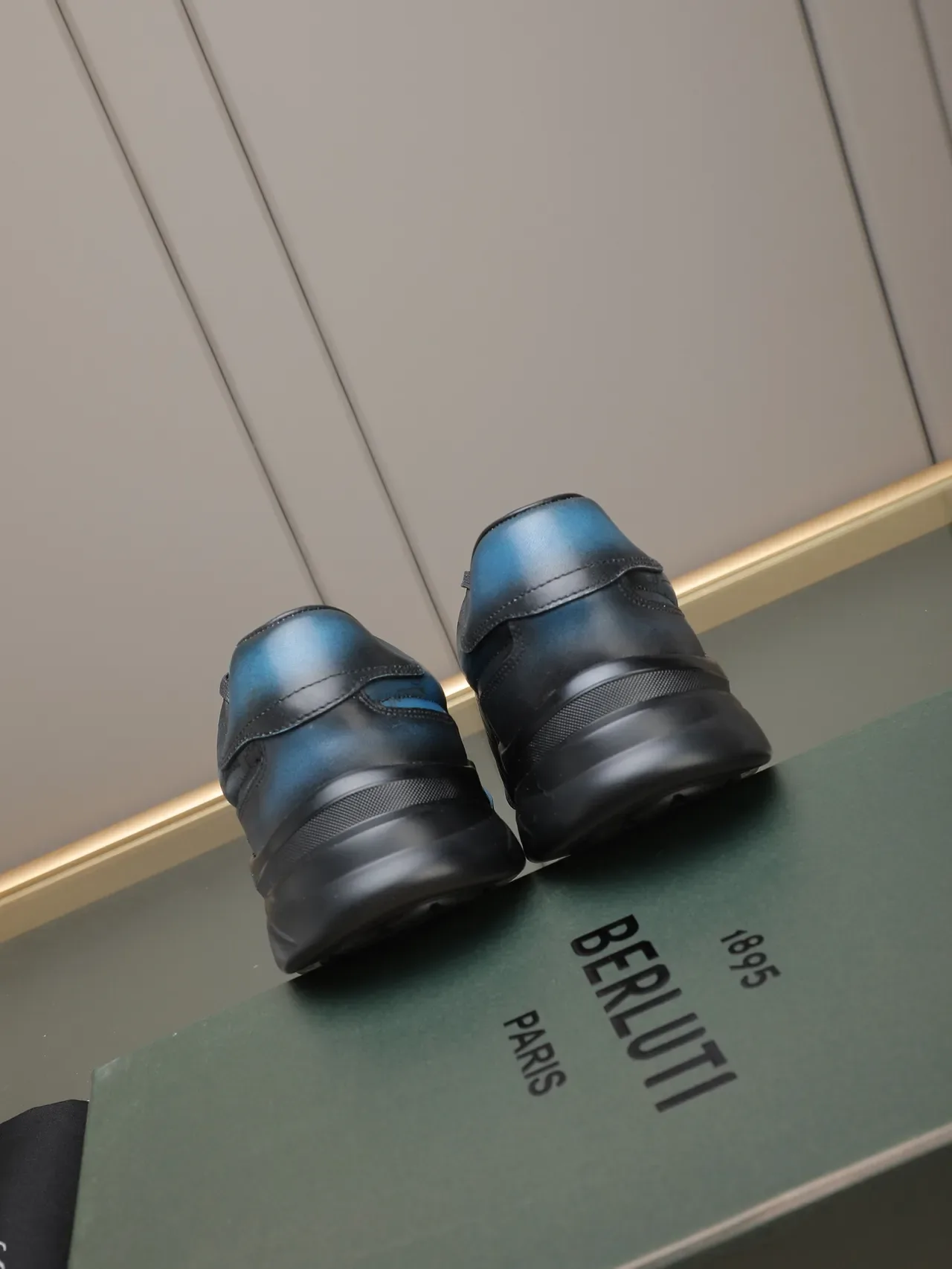 Gradient Blue-to-Black Leather Lifestyle Sneaker 3