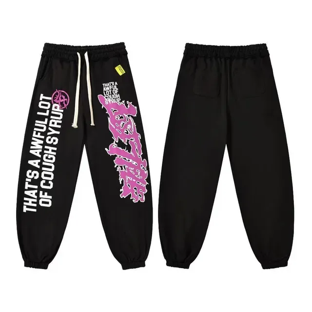 Calça de moletom com estampa gráfica, cintura elástica e barra elástica 7