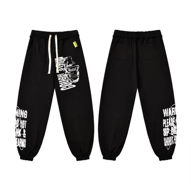 Calça de moletom com estampa gráfica, cintura elástica e barra elástica 8