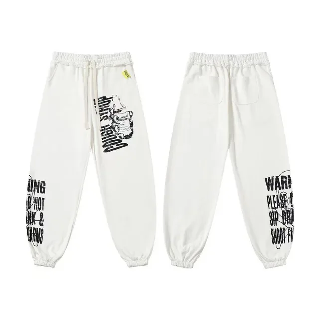 Calça de moletom com estampa gráfica, cintura elástica e barra elástica 9