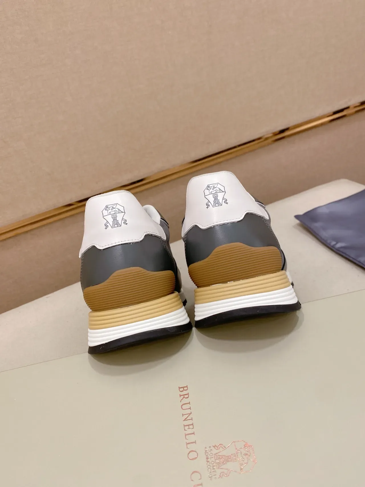 Gray and White Mixed-Material Low-Top Lifestyle Sneaker 3
