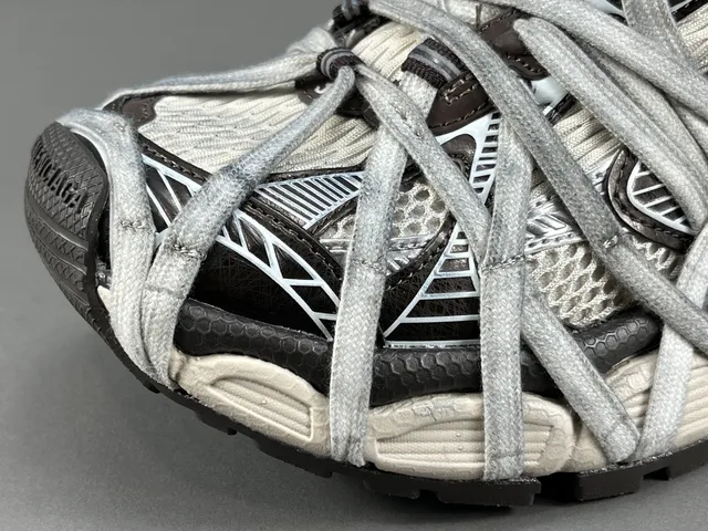 Gray Black White Lace-Cage Lifestyle Sneaker 9