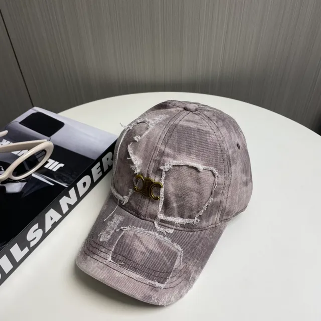 Gray Gold Distressed Denim Patchwork Construction Baseball Cap 5
