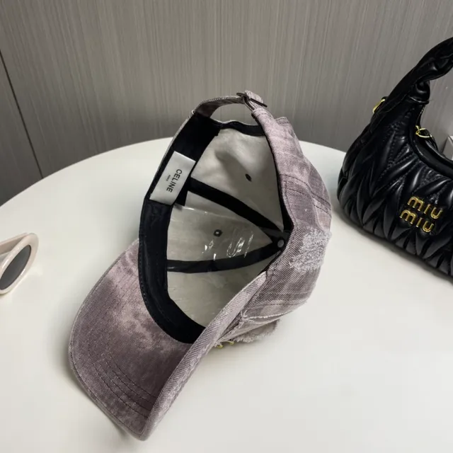 Gray Gold Distressed Denim Patchwork Construction Baseball Cap 7
